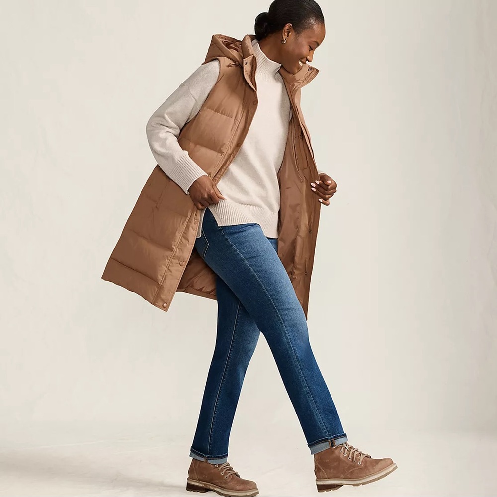 NWT Lands' End Women's Brown Hooded Vest